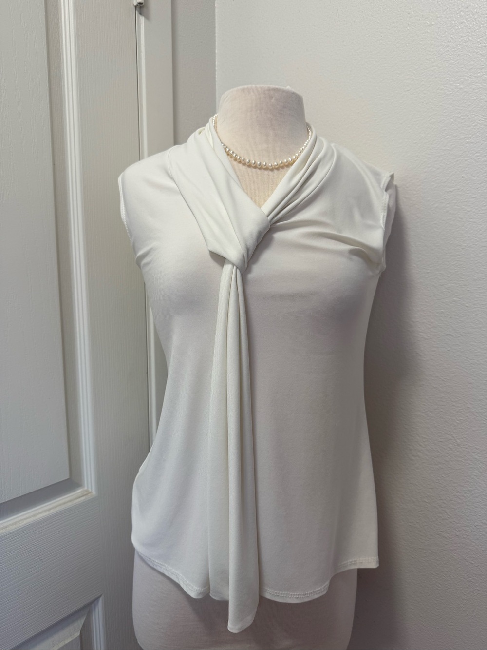 Tie-Neck Sleeveless Camisole in White